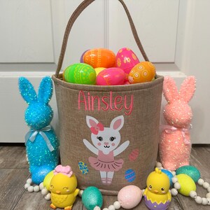Easter Basket, personalized easter basket, embroidered easter basket, girl easter basket, ballerina bunny easter basket, bunny basket,
