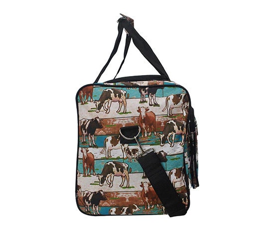 Personalized Embroidered Monogram NGIL 20 Inch Cow Print  N.G.I.L. Duffel Bag Unisex Large Multi Cow Print Western Patchwork 
Cowgirl New main image 0