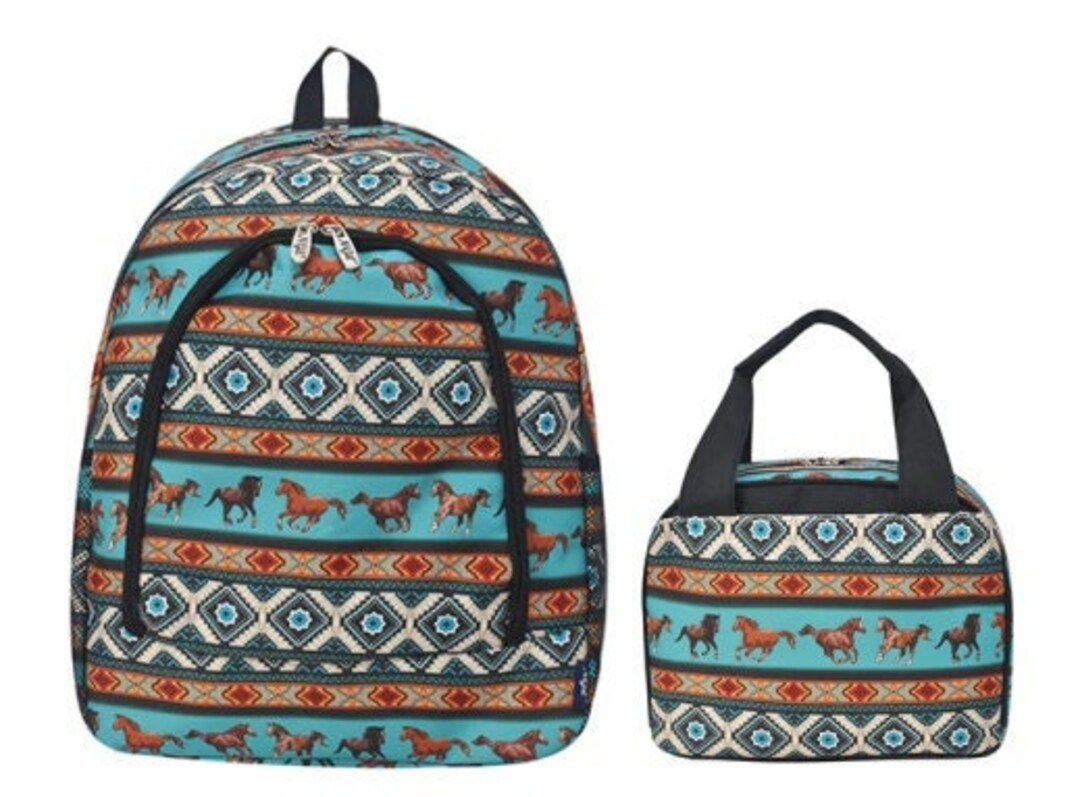 Large Western Bronco Backpack Horse Lunch Box Monogram Etsy