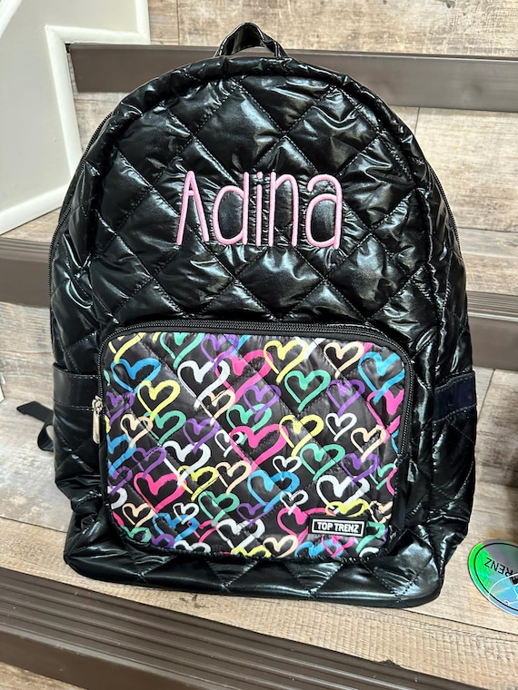 Girl Backpack and Lunchbox, Girls Black Puffer Heart Backpack, Personalized  Backpack and Lunchbox Set, Girls Personalized Puffer Backpack - Etsy