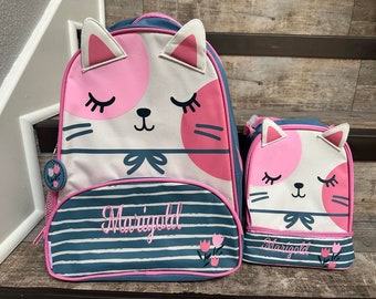 Personalized Sidekicks Cat Backpack Set- Stephen Joseph Backpack- Preschool Backpack- Toddler Backpack- Children's Backpack Set