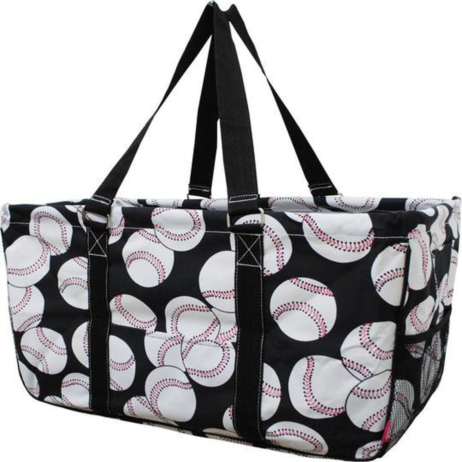 Monogrammed Baseball Utility Tote Collapsible Tote Tailgate Etsy