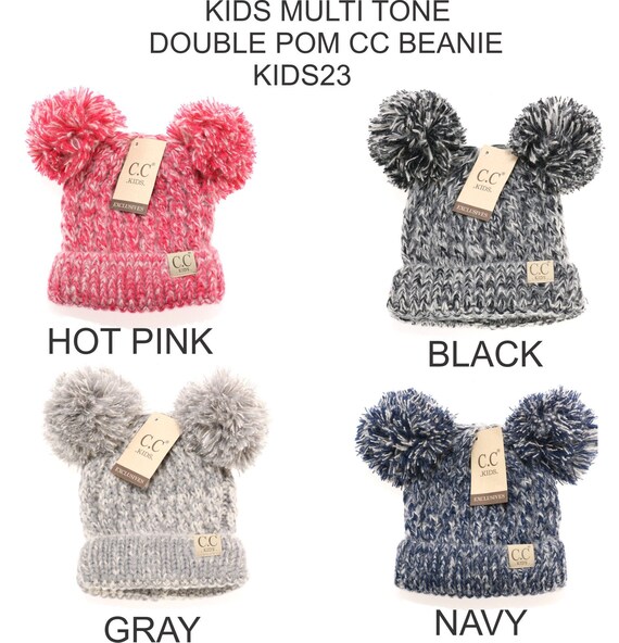 Double Pom Pom Beanie Monogram Kids CC 