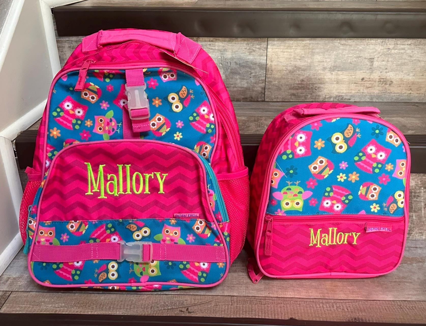 Stephen Joseph Allover Print Owl Backpack Lunchbox set, stephen joseph lunch box, personalized lunchbox, preschool backpack, Owl Lunch box