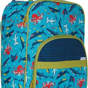 Boys Shark Suitcase, Personalized Rolling Luggage for Boys, Stephen Joseph, Toddler Travel Bag, Children&#39;s Rolling Luggage