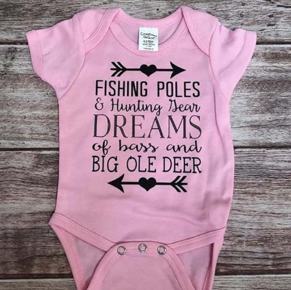 Fishing Poles & Hunting Gear Bodysuit, Boy or Girl Hunting