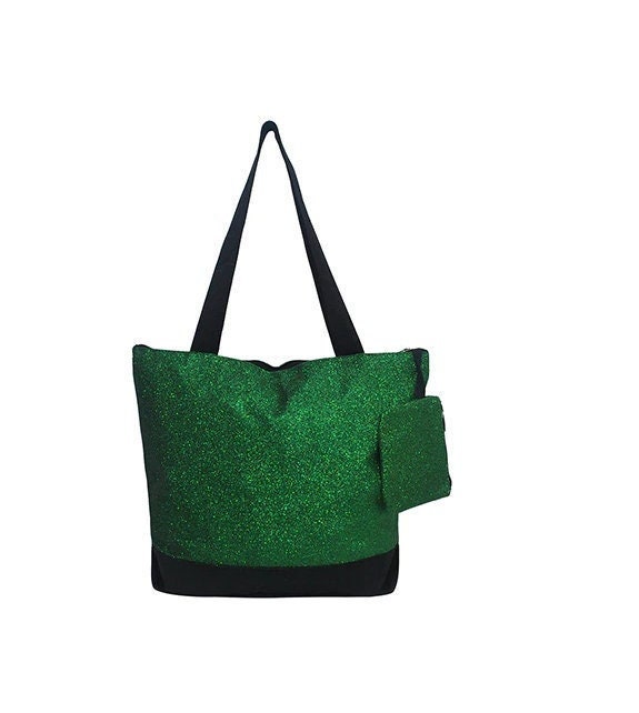 Green Glitter Tote Bag, Green Glitter Tote, Shoulder Bag