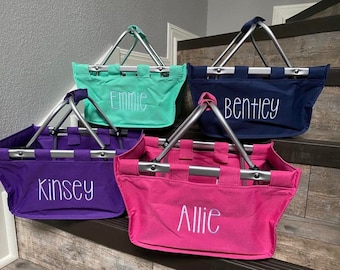 Monogrammed Mini Market Tote, Personalized Mini Market Tote, Small Tote, Easter Basket, Fold up Basket, Baby Gift, collapsible mini tote