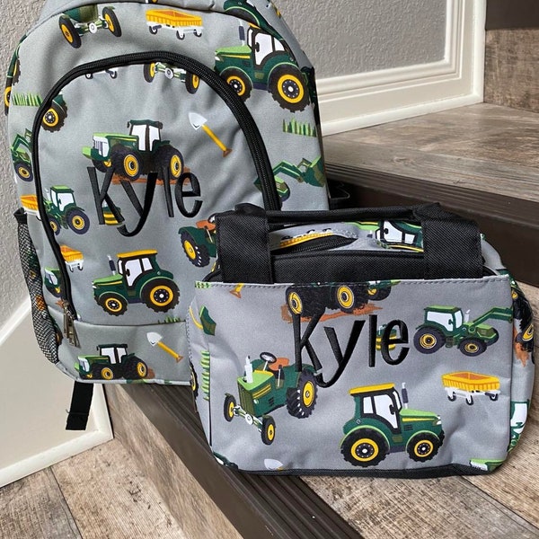 Personalize Large Green Tractor Backpack, personalized gift, Monogram backpack, backpack, kid farm backpack, boy backpack, monogram backpack