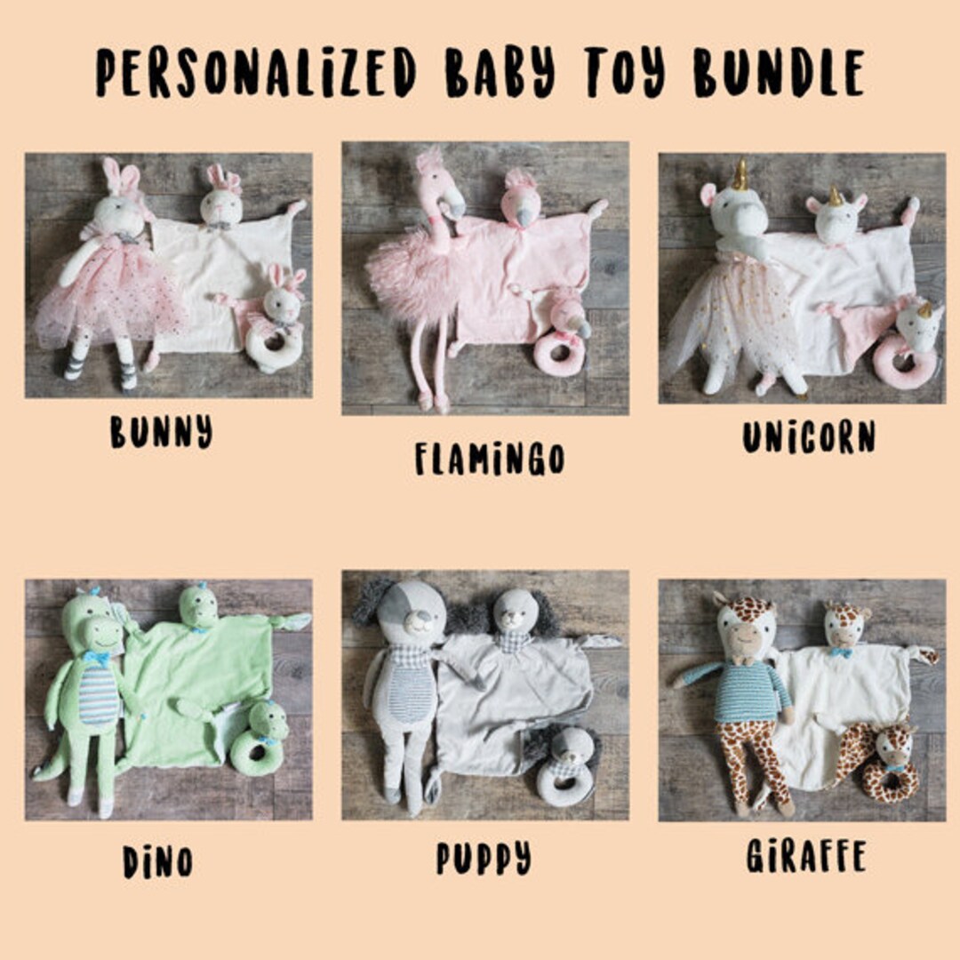 Personalized Baby Toy Bundle Baby Lovie Baby Rattle Baby Etsy