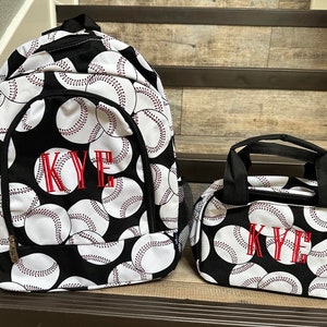 Embroidered Baseball Backpack, personalized Baseball lunchbox, personalized Baseball duffle bag, boys embroider baseball backpack set