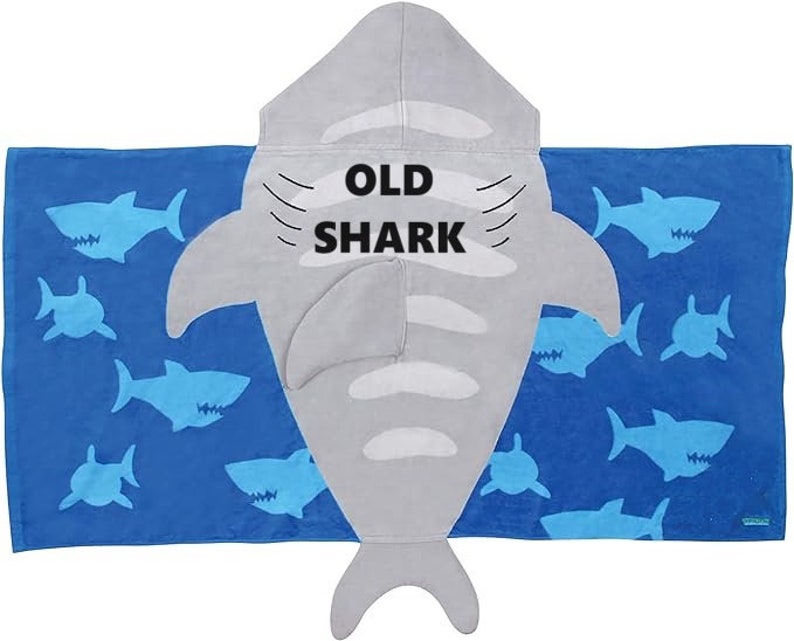 Stephen Joseph Hooded Towel, Kids Beach Towel, Hooded Bath Towel, Hooded Towel for Kids OLD SHARK