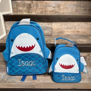 New Shark sidekick Backpack Lunchbox set,  Stephen Joseph Shark Backpack,preschool Backpack, pre-k backpack, preschool lunchbox