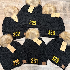 Personalized Embroidered ADULT43 CC Monogram Fur Pom Beanie