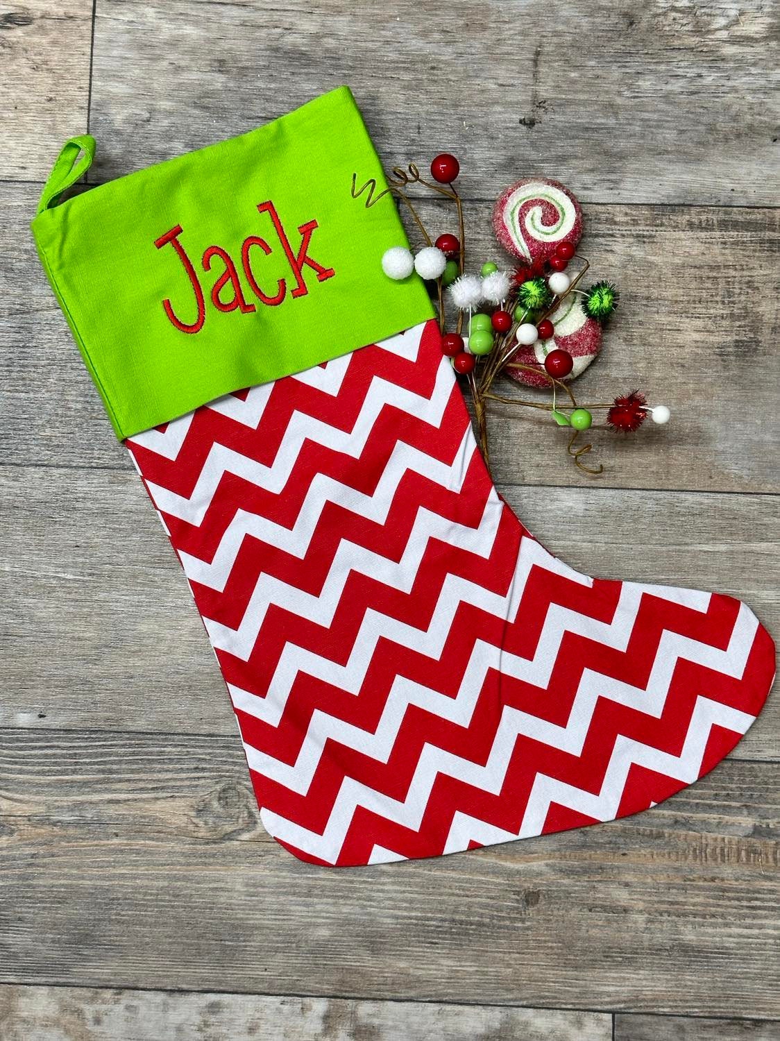 Personalized Red Chevron Stocking Monogrammed Stockings - Etsy
