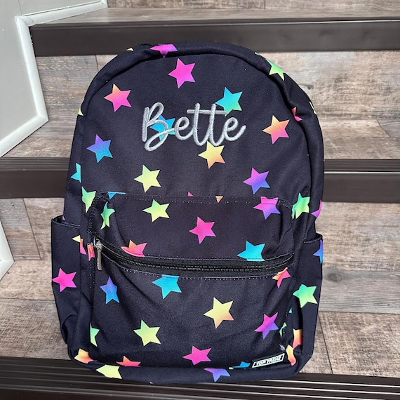 Personalized Black Multi Star Backpack Lunchbox Set, Monogram Star
