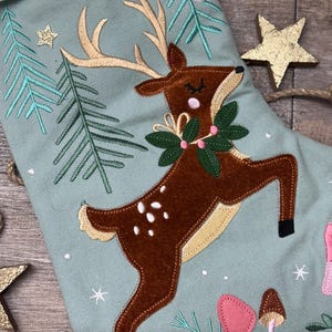 Personalized Stephen Joseph Reindeer stocking, Embroidered deer christmas stocking, First christmas image 5