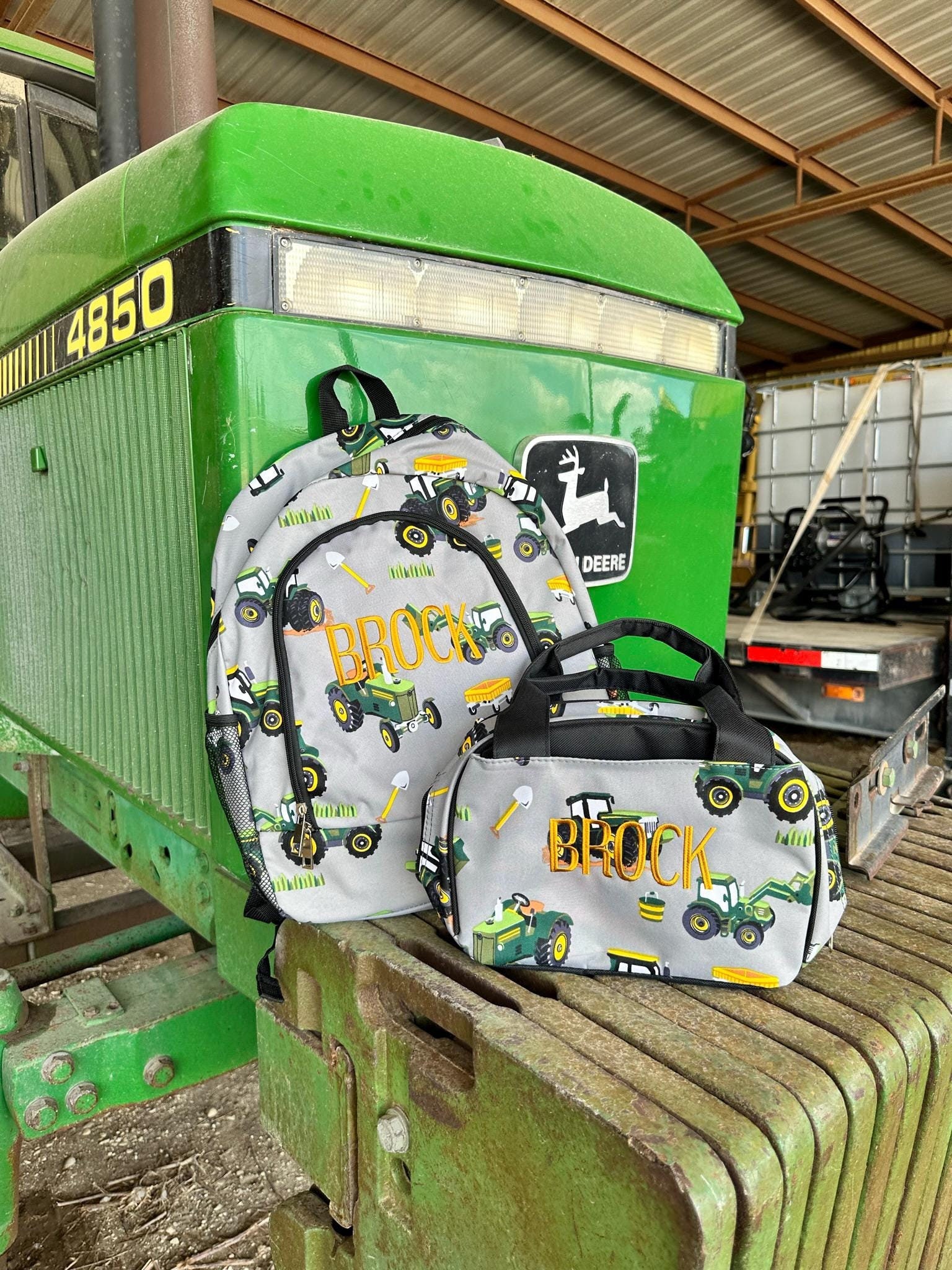 Personalize Large Green Tractor Backpack, personalized gift, Monogram backpack, backpack, kid farm backpack, boy backpack, monogram backpack