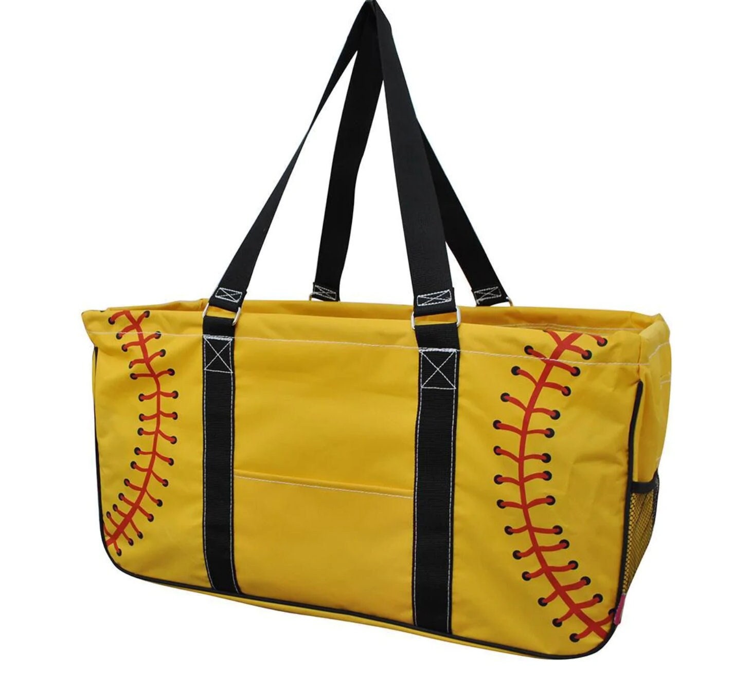 Monogrammed Softball Utility Tote, Collapsible Tote, Tailgate Tote, Personalized utility tote, Softball Utility tote, Softball snack holder