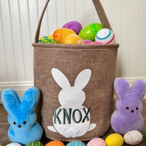 Brown Easter Basket, personalized easter basket, embroidered easter basket, boys easter basket, girls easter basket, bunny basket