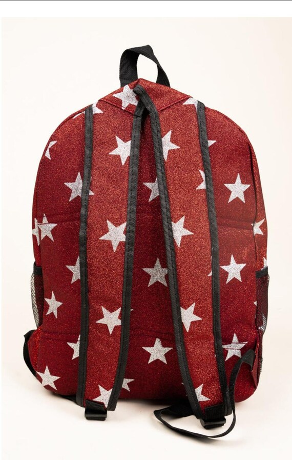Red Glitter Star Backpack, Monogram Red Glitter Backpack  display picture 2