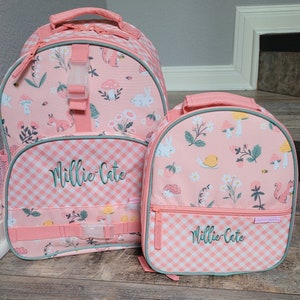Stephen Joseph Allover Print Strawberry Fields Backpack Lunchbox Set, Personalized Strawberry Fields Backpack Lunchbox Set, Preschool Set