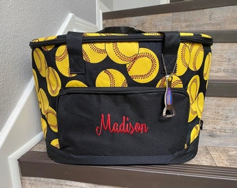 Monogrammed Softball Cooler Bag, Personalized Cooler Bag, Softball Cooler, Pool Insulated cooler, Personalized coolerSoftball Carrier