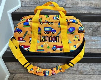 Wildkin Under Construction Duffel Bag, Personalized truck Duffle bag, truck Duffle, boy truck overnighter, boy sleepover bag, construction