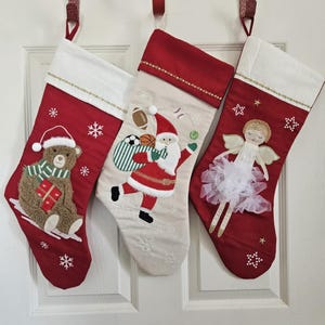 Red Christmas Stockings, Christmas Stocking, Embroider Christmas Stocking, Personalize Rustic Christmas Stocking, Sports Stocking