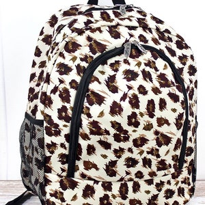 Large Feline Frenzy backpack, leopard school bag, girls feline backpack, personalized backpack, monogram backpack, embroider backpack