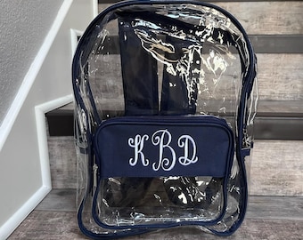 Monogram Clear Stadium Backpack, Embroidered Personalized Backpack