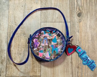 Iridescent Cross body Purse, Kids Purse, Girls crossbody purse, princess unicorn clear purse, unicorn clear purse, personalized gift