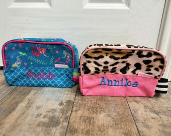 Personalized Embroidered Stephen Joseph Toiletry bag, construction pencil case, mermaid, floral, shark