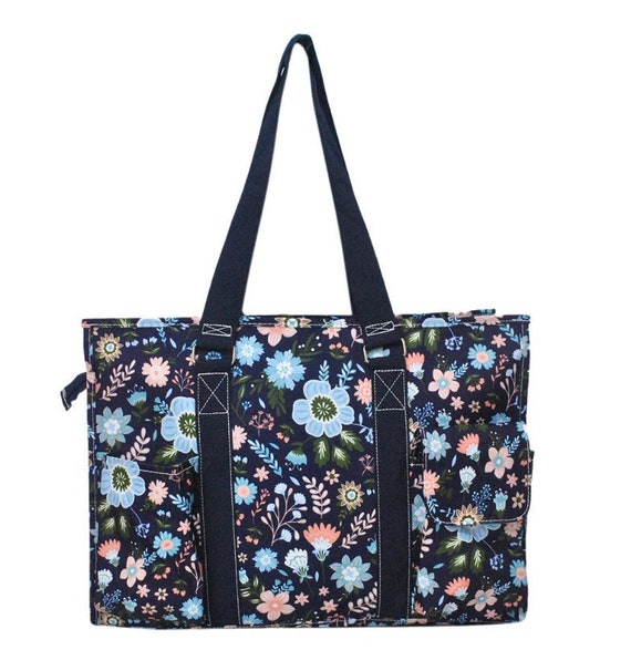 NGIL Large Zippered Tote Bag - Black Glitter Caddy Organizer With Multiple Pockets - View #7