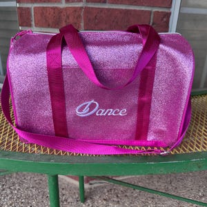 Embroidered Dorothy Pink Glitter Duffle bag, Dance Gift, girls dance duffle, Personalize Girl Dance duffle, girl personalized gift