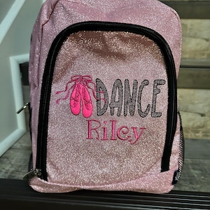 Personalized Embroidered NGIL Small Toddler Pink Glitter Dance Ballet Backpack