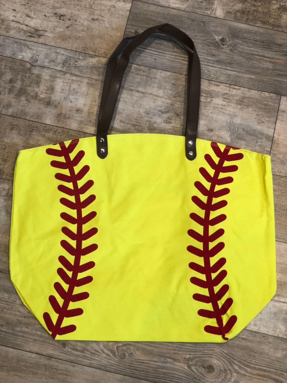 Neon Yellow Softball Tote Bag Softball Mom Tote Softball Etsy