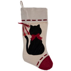 pet stocking, cat stocking, cat silhouette stocking, personalized cat stocking, embroider cat stocking, embroidered pet stocking