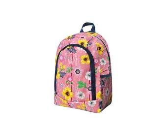 Large Country Flowers Backpack, flowers Lunch box, Monogram backpack, personalized backpack, girls flowers backpack, school bag, flowers bag