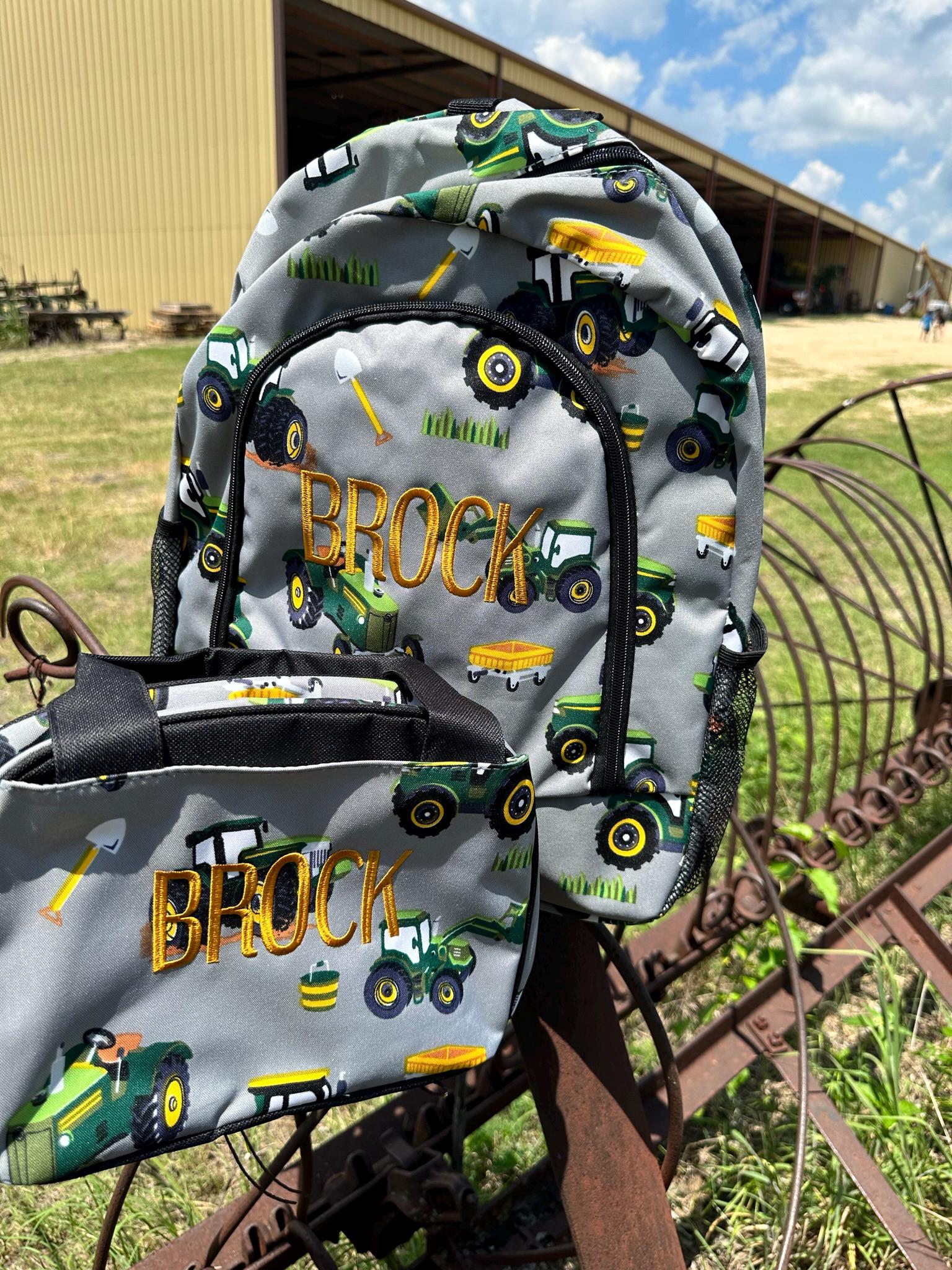 Personalize Large Green Tractor Backpack, personalized gift, Monogram backpack, backpack, kid farm backpack, boy backpack, monogram backpack