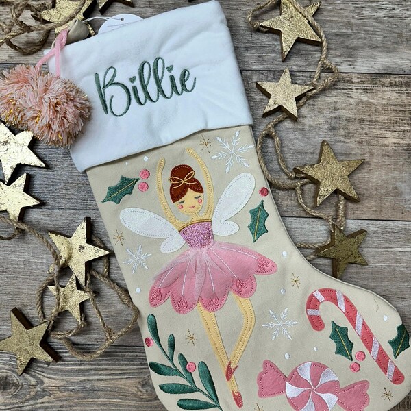 Medias de hadas personalizadas para niños, medias navideñas de Stephen Joseph, medias de hadas con monograma, medias navideñas para niños