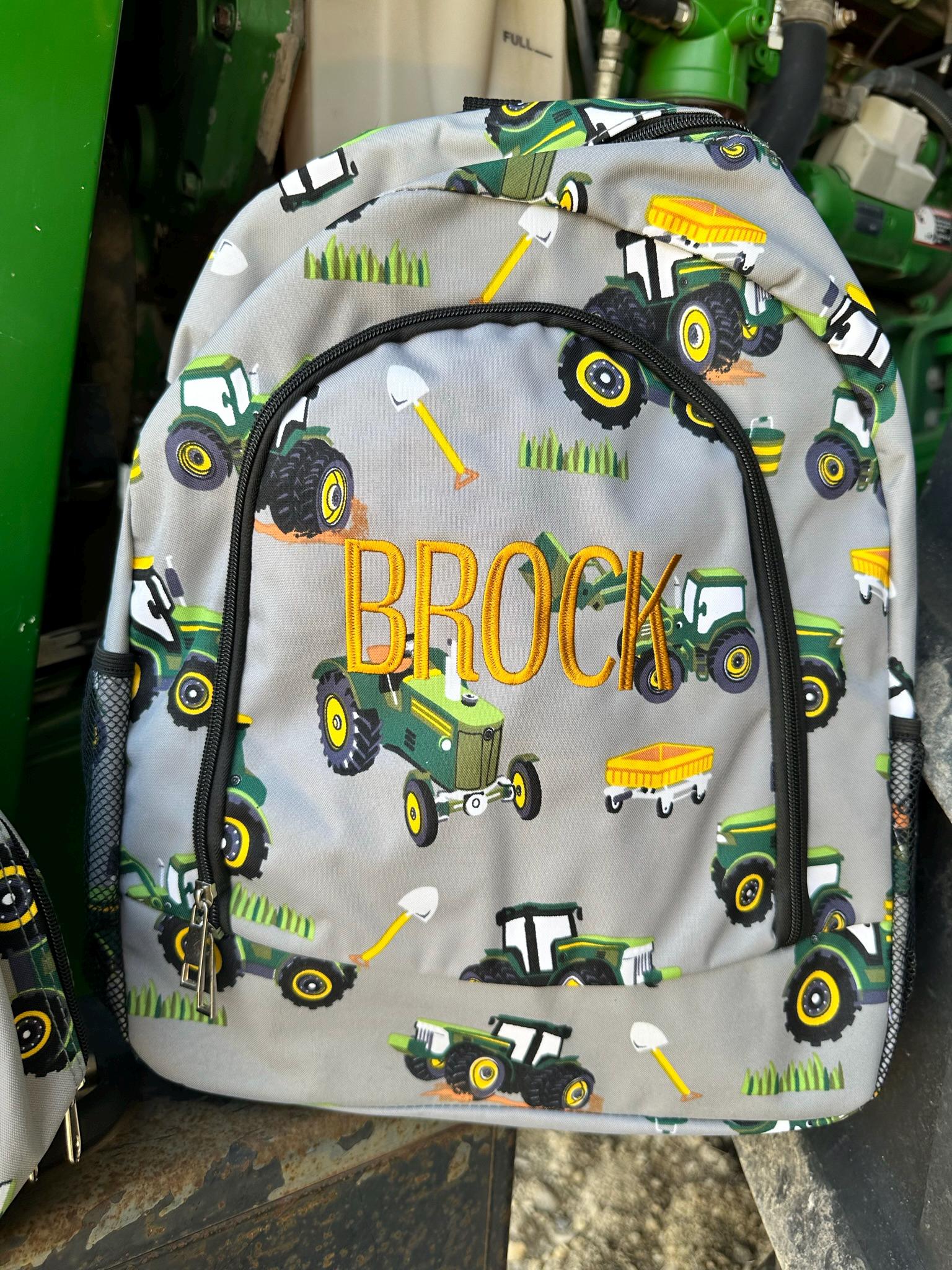 Personalize Large Green Tractor Backpack, personalized gift, Monogram backpack, backpack, kid farm backpack, boy backpack, monogram backpack