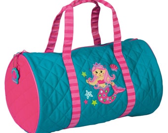 Mermaid Duffle Bag, Mermaid overnight bag, girls mermaid duffle, personalized gift, girls overnight bag, girls travel bag