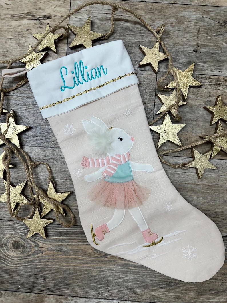 Mon Ami Skating Bunny Christmas Stocking