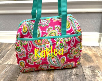 Personalized Pink paisley insulated cooler, Cooler, Beach cooler, Easy to carry cooler, Insulated cooler, Monogrammed cooler,Drink Carrier