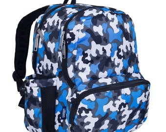 Wildkin 17 inch blue camo Backpack lunchbox set, monogram backpack lunchbox set, personalized boy backpack lunchbox set