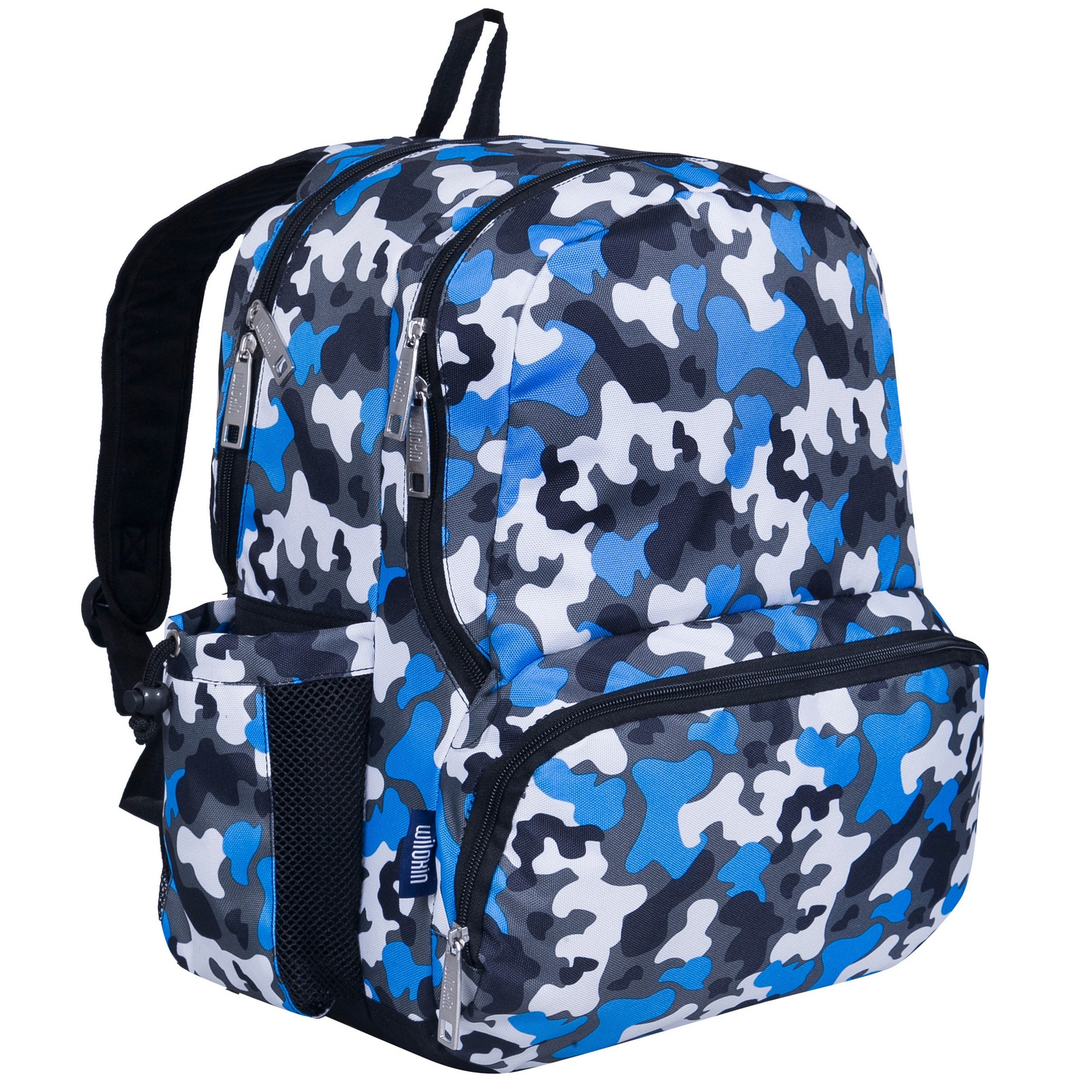 Wildkin 17 Inch Blue Camo Backpack Lunchbox Set Monogram 