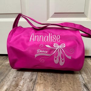 Embroidered Pink Dancer Duffle bag, Dance Gift, girls dance duffle, Personalize Girl Dance duffle, girl overnight duffle bag