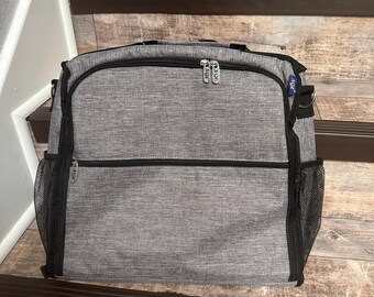 NGIL Gray Diaper Bag Backpack Monogrammed, Monogrammed Backpack Diaper bag, Nappy Bag with Monogram, Personalized Diaper Bag