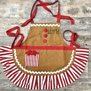 Personalized Adult gingerbread apron, Adult christmas baking apron embroider with name, adult personalize christmas apron